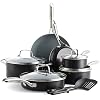 GreenPan 12 Piece Nonstick Swift Cookware Set, Ceramic PFAS-Free Pots & Pans with Lids, Dishwasher & Oven/Broiler Safe to 600F, Kitchen Cooking Set, Sauce, Saute, Stock, Frying Pans, Gray