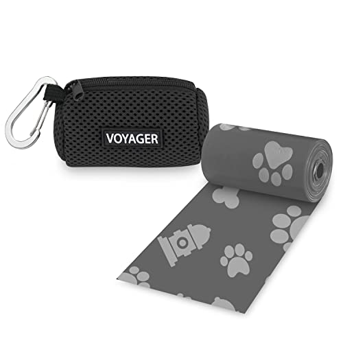 Image of Best Pet Supplies Dog Poop Bag Holder Leash Attachment, Color, Reusable Mesh Dispenser Pouch for Travel, Walking, Park, and Outdoor Use, Soft and Durable with Clip-On - Black, (DS01-BK)