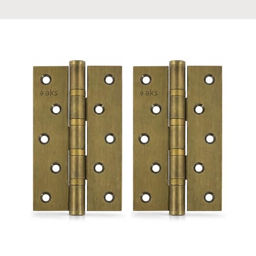 Image of AKS Stainless Steel Four Ball Bearing Hinges for Main Door, Office, Home & Bathroom Doors 6 Inch Length 3 Inch Width 3mm Thickness Hinges | 5 Years Warranty (Pack of 2, Antique Brass)
