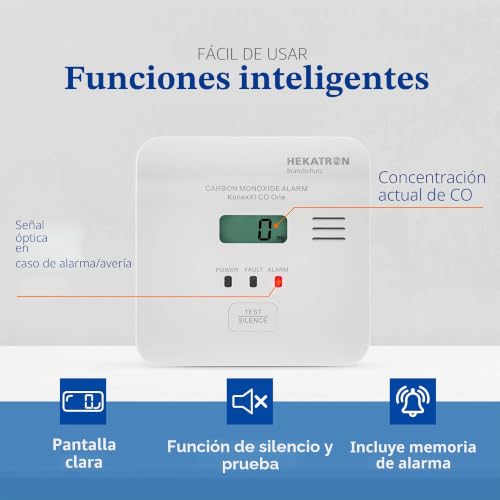 Detector de CO Hekatron KonexXt con pantalla clara y autonomía duradera 6