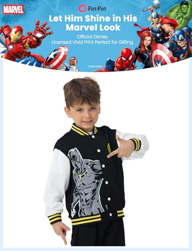 Image of Disney Marvel Bomber Jacket Spider Man Toy Story Cars Varsity Cardigan2-13Y | Officially Licensed Snap Button Coat,Fall Star Wars Graphic Cloth Top,Hulk Venom Stitch Mickey Lightning Mcqueen Kids Apparel