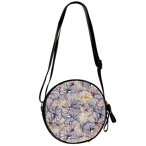 Preisvergleich Produktbild Generic Kleine Umhängetaschen für Damen,runde Umhängetasche,Ginkgo-Blatt,Handytaschen Handtaschen