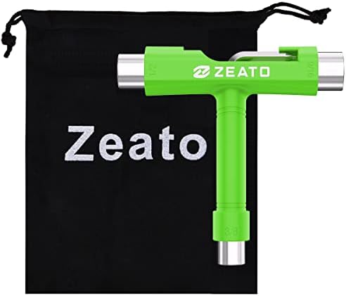 All-in-One Skate Tools Multi-Function Portable Skateboard T Tool Accessory with T-Type Allen Key and L-Type Phillips Head Wrench Screwdriver - Green