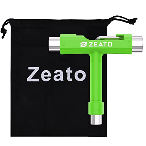 All-in-One Skate Tools Multi-Function Portable Skateboard T Tool Accessory with T-Type Allen Key and L-Type Phillips Head Wrench Screwdriver - Green
