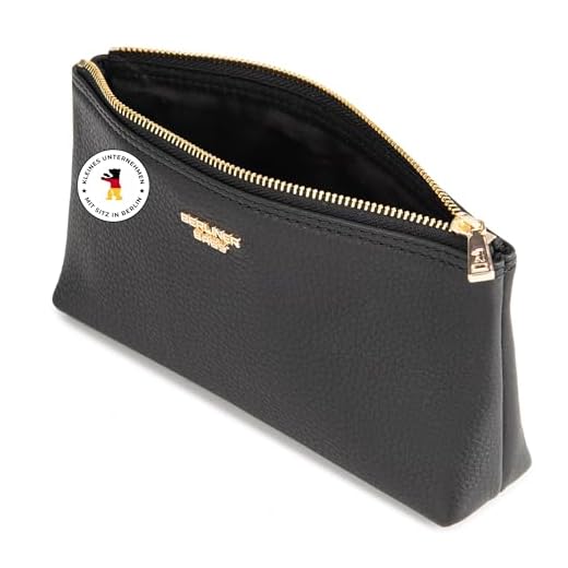 M. Asam MAGIC FINISH Perfect Blend Concealer Beige (3 g) – Abdeckstift perfektioniert & kaschiert Makel & Unebenheiten, Make-Up mit variierbarer Deckkraft & sofortigem Weichzeichner Effekt 3 Berliner Bags Premium Kosmetiktasche Anna aus Leder, Kleines Mäppchen für Damen und Mädchen (Schwarz/Gold)