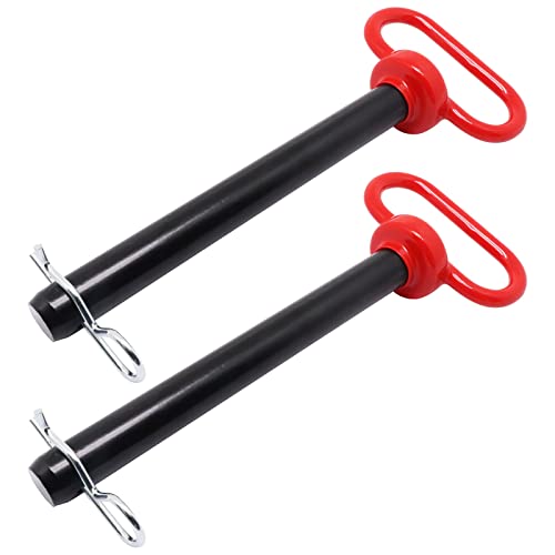 YuGtcen Hitch Pin 2 Pcs 3/4 x 6-1/2 inch Tractor Towing Hitch Pin and Clip Red Handle Trailer Hitch Pin Gate Pins for Towing RV Truck Boat Car Tractor (3/4x6-1/2)