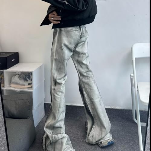 Baggy Jeans Men Grunge Graffiti Y2k Denim Pants Washed Two Tone Emo Streetwear Wide Leg Jeans Men Relaxed Fit2
