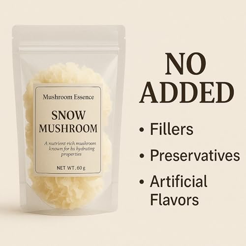 Image of Dried Snow Mushroom (Tremella Fuciformis) - 60g | Natural White Fungus | Culinary & Herbal Use | Premium Grade | Vegan & Gluten-Free | Skin Care