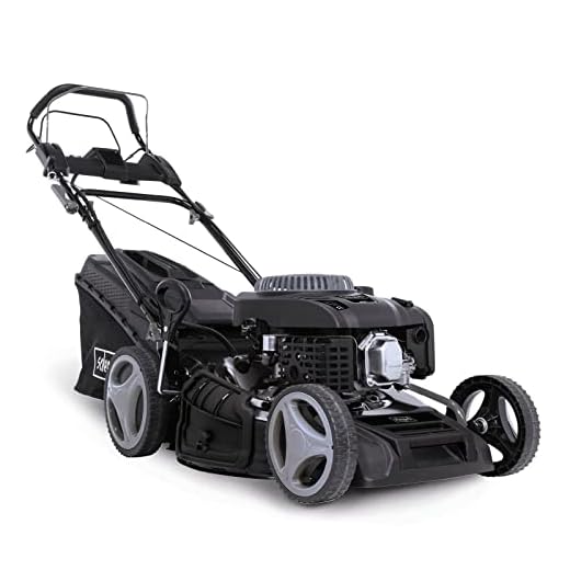 Scheppach MS225-53EB Benzin Rasenmäher Black Edition mit E-Start | Antrieb | 6PS | 53 cm Schnittbreite | 7-fache Schnitthöhenverstellung | 65 Liter | Reinigungsfunktion | Mulchfunktion | Seitenauswurf