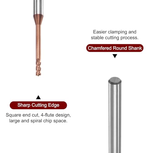 Image of HARFINGTON 2pcs Square Nose End Mill 4mm Shank 2mm x 20mm AlTiSin Coated Solid Carbide Long Reach Extended Neck 4 Flutes CNC Router Bit Milling Cutter for Stainless Steel Hardened Steel