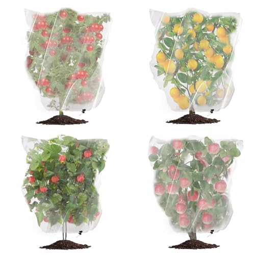 Gartennetz für Obstbäume mit Reißverschluss und Kordelzug, große Topfpflanzenschutz, ideal für Heidelbeersträucher und Früchte, 2 Stück, 2,4 x 2,4 m
