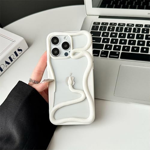 Image of Kraptick Slim iPhone 16 Pro Case - Thermoplastic Mobile Cover with Hollow Snake Design Phone Case Lightweight, Durable & Stylish Fit for iPhone 16 Pro -(Cream White)