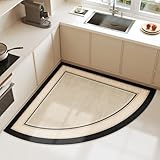 KISKIS 三角形キッチンラグ 吸水性ウォーターコーナーマット、洗えるノンスリップフロアエリアラグラバースタンディングマット、半径、3.4cm