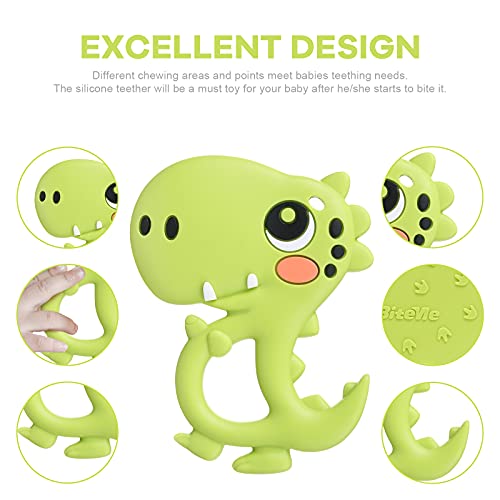 Bbbiteme Baby Teething Toys Silicone Dinosaur Baby Teethers For Babies 0-6, 6-12 Months, Bpa-Free Teether Gifts Baby Shower Toy For Toddlers And Infants(Green) #TOP4