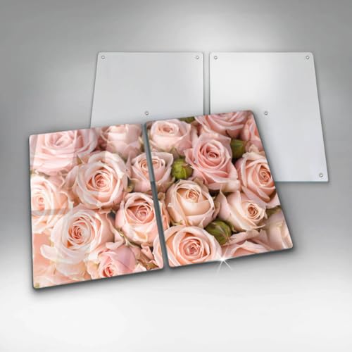 Plaque de protection induction vitrocéramique 2x40x52cm Wallfluent motif roses