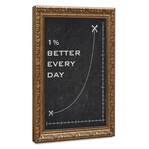 Poster 1 % Better Every Day toile de motivation cadre doré rétro 30x45 cm