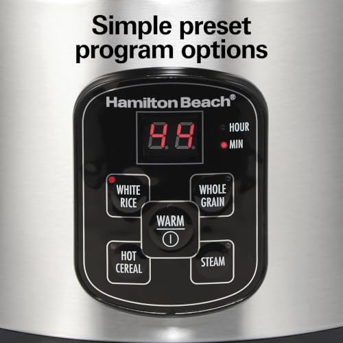 Hamilton Beach Digital Programmable Rice Cooker & Food Steamer, 8 Cups Cooked (4 Uncooked), With Steam & Rinse Basket, Stainless Steel (37518) - image 6