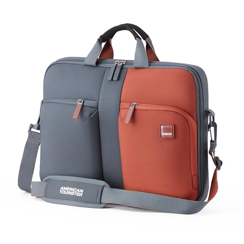 Image of American Tourister Vogue Biz Laptop Sling Bag for Office | 14 Inch Laptop Compartment | 2 Pockets | Adjustable & Detachable Shoulder Strap | Crossbody Messenger Bag | Sleek & Lightweight | Urban Grey