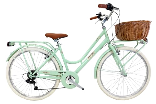 Canellini - Bicicleta de ciudad Citybike de estilo vintage, retro, Dolce Vita, con cambio de 6 velocidades, color verde claro