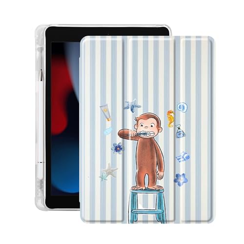 Idocolors Cute Funny Animal Case for iPad 11-Inch (A16 Chip) 2025 11th Gen/iPad 10.9-Inch 2022 10th Gen, Built-in Pencil Holder with Soft TPU Clear Back Shell, Auto Wake/Sleep, Mokey Brushing Teeth