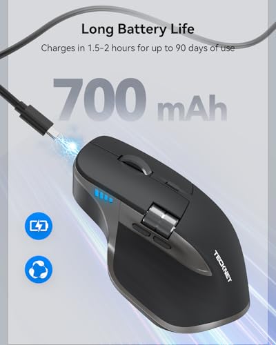 Image of TECKNET Wireless Mouse, Side Scroll Bluetooth Rechargeable, 3-Device