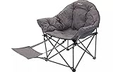 BERGER Loungesessel Livorno grau - Campingstuhl mit Fußablage - Faltstuhl Gartenstuhl Angelstuhl Campingstuhl kleines Packmaß - Belastbar bis 120 kg - ideal für Camping Angeln Balkon Outdoor Garten