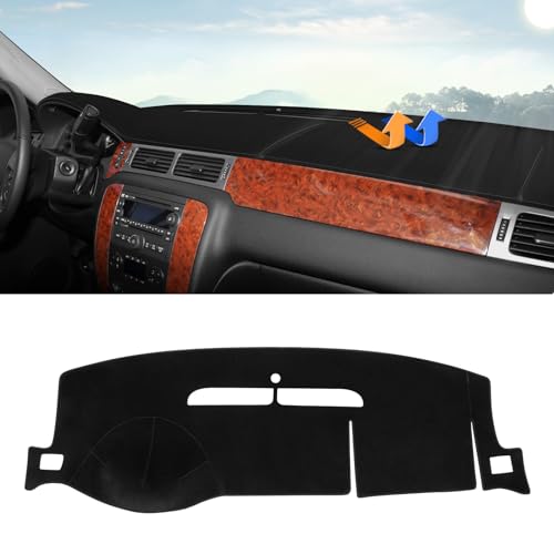 Image of Autorder Dashboard Cover Mat for 2007-2014 Chevrolet Tahoe Suburban /GMC Yukon XL&2007-2013 Chevy Avalanche Silverado 1500 2500 3500 LTZ /GMC Sierra SLT Denali Accessories Upgrade Velvet Dash Cover