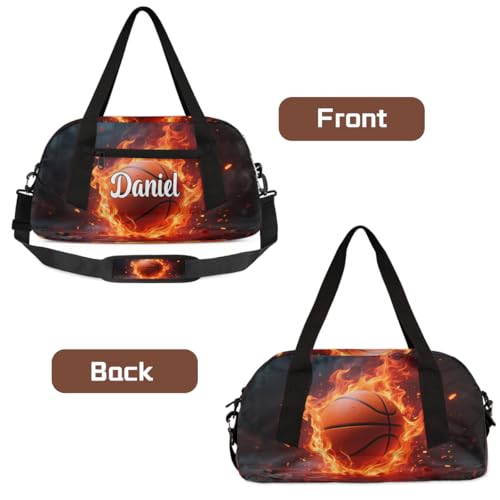 Personalized Kids Sports Duffel Bag for Boys, Custom Name Athletic Gym Bag, Lightweight Travel Weekender Bag with Adjustable Strap, Toddler Sports Bag for Overnight Basketball4