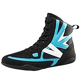 DAMANDO Boxing Boots for Men, High Top Sparring Athletic Shoes Breathable Wrestling Kickboxing Shoes Non-Slip Fashion Bodybuilding Sneakers,Green,12