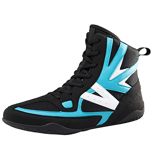 DAMANDO Boxing Boots for Men, High Top Sparring Athletic Shoes Breathable Wrestling Kickboxing Shoes Non-Slip Fashion Bodybuilding Sneakers,Green,12