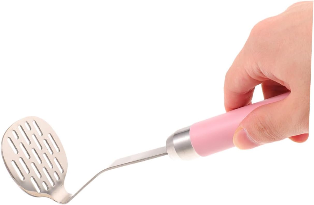 2pcs Manual Potato Mashers Stainless Steel Small Potato Squeezer with Pink Handle Kitchen Tool for Mashed and Vegetable Mashing