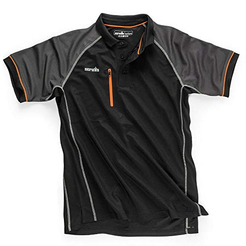 SCRUFFS Trade Active Polo T Shirt Grey/Black New for 2018. Workwear Summer Clothing (Small T54434)