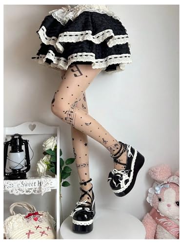 Women's Y2K Graphic Pantyhose Sheer Mesh Lightweight Tights Stockings under Dress2