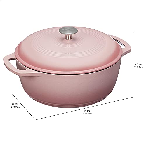 Amazon Basics Enameled Cast Iron Covered Dutch Oven, 6-Quart, Light Pink #TOP3