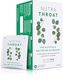 NUTRATHROAT - Thé pour la gorge | Tisane Confort de la Gorge - Pour le mal de gorge et la toux - Comprend la racine de guimauve et de l’orme glissant - 20 sachets de thé - Nutra Tea - Tisane