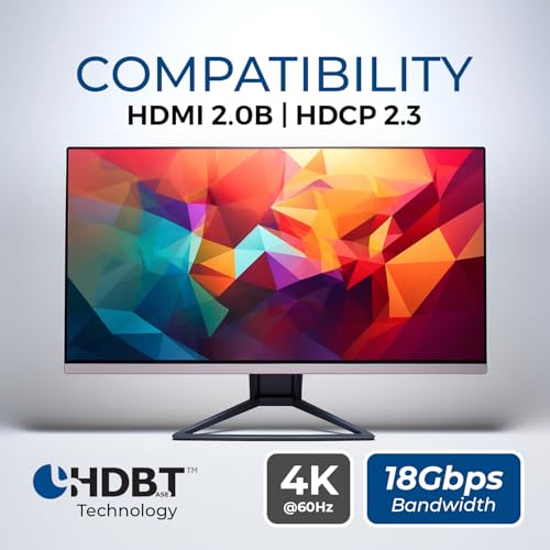 Image of OREI 4K eARC HDMI Extender Balun HDBaseT 3.0 UltraHD 4K @ 60Hz 4:4:4 Over Single CAT6 /7 Cable with LAN, CEC, ARC & Bi Directional IR Support, RS-232 Up to 130 Ft Audio Out - PoC