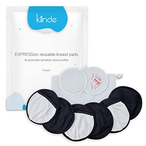 Image of Kiinde Expressions Breast Pads for Breastfeeding | Washable, Reusable Nursing Pads for Postpartum Nipple Relief and Overnight Protection for Mom 3 Pair Breastpads