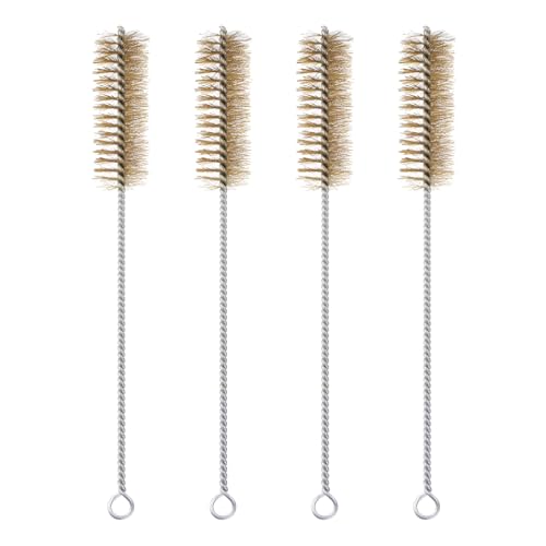 Image of PATIKIL 12" Wire Tube Brush, 4Pcs 1.3" Diameter Brass Wire Tube Brush Pipe Cleaning Supplies for Auto Parts, Bottles, Tubes, Brass Tone