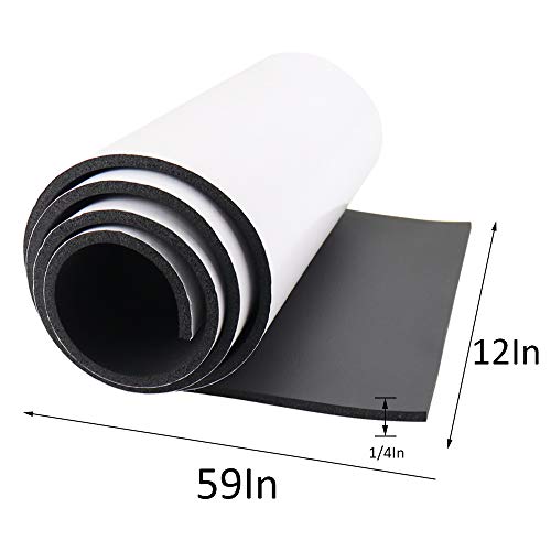 Image of DGSL Foam Insulation Neoprene Sheets with Adhesive, 12''W x 59''L x 1 /4''T | Weatherproof Soundproof Padding for Automotive, Multi-Function Soundproof Large Closed Cell Neoprene Rubber Roll