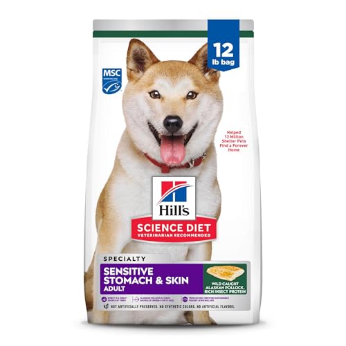 Hill’s Science Diet Adult Sensitive Stomach & Skin Pollock Meal, Barley & Insect Meal Recipe Dry Dog Food, 12 lb. Bag
