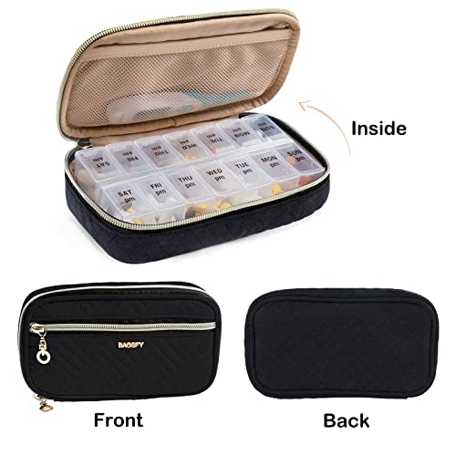 Image of BAGSFY Pill Organizer Case 2 Times a Day- Weekly Medicine Organizer Travel Pill Box with Removable 7 Day Medicine Case Container for Fish Oil, Vitamin, Supplement