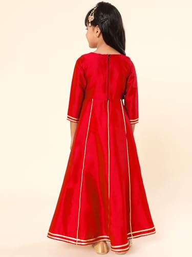 Image of A.T.U.N. (ALL THINGS UBER NICE) Girls Woven Design Gota Jacket Maxi Anarkali Gown