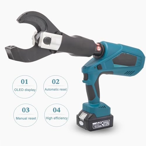 Battery Operated Hydraulic Cable Cutter - Electric Wire Tool Kit for 85/105/120mm Copper/Aluminum Cables with LED Display & 18V Battery - Heavy Duty Cable Cutting Solution