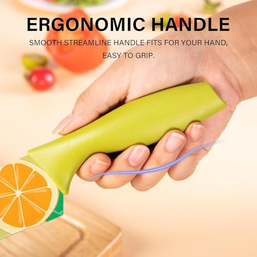 Image of LISHER Printed Stainless Steel Kitchen Knife Set with Non-Slip Handle, Antibacterial Multi Color-Printed Non-Stick Coating, Paring Knife (Pack of 2)