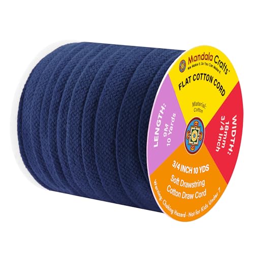 Mandala Crafts Soft Cotton Drawstring Replacement, Flat Cord for Hoodies, Sweatpants & More by MandalaCraftsInc