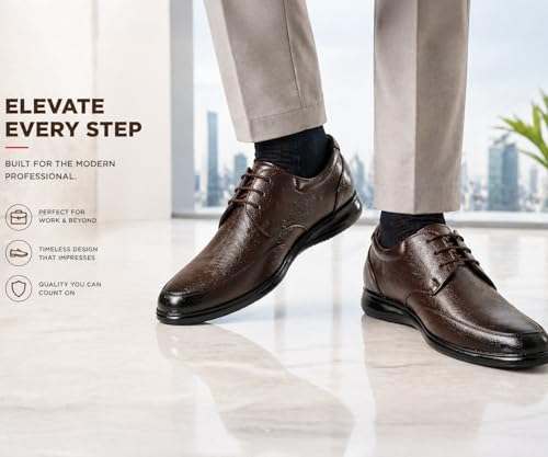 Image of Kraasa Men's Formal Lace-Up Shoes | Vegan Leather Upper | Airmix Sole | High Cushioning | Lightweight & Comfortable Office Dress Shoes