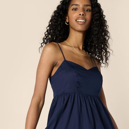 Image of Amazon Essentials Women's Fit and Flare Empire Waist Sweetheart Neck Cotton Sateen Tiered Maxi Dress