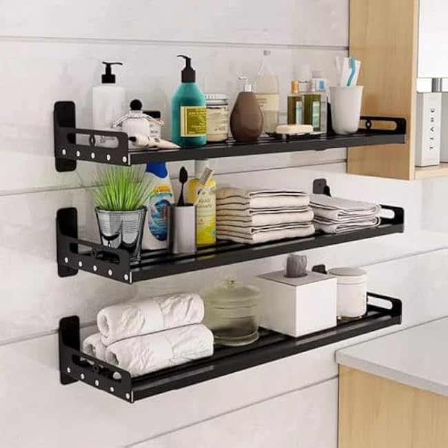 Wall Mount Microwave Oven Shelf Rack with Hooks - Universal Microwave Wall Brackets, Ideal for Restaurant, Bar, Home (Kitchen, Laundry, Garage & Utility Room)(Size:80cm)