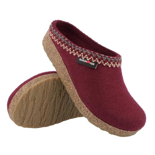 Image of HAFLINGER Grizzly Zigzag Felt Clog Wool Slipper