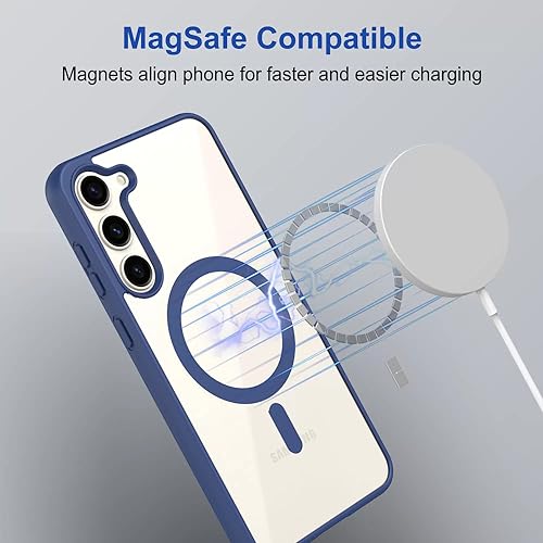 Image of KARWAN️ Hybrid Transparent Samsung Galaxy S24 Back Cover Case Compatibe with Mag-Safe|Shockproof Design |Camera Protection Bump|Transparent Back Cover Case for Samsung Galaxy S24(PC, TPU|Blue Bumper